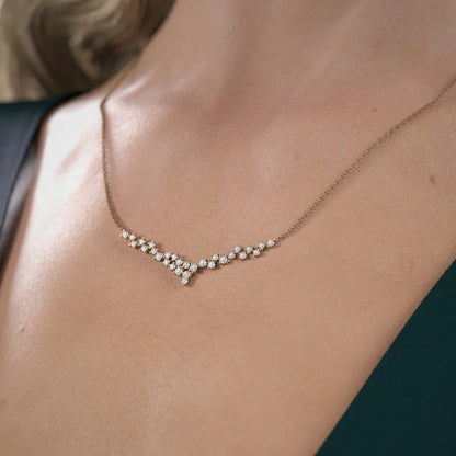 14k Lab Grown Diamond Cluster Necklace