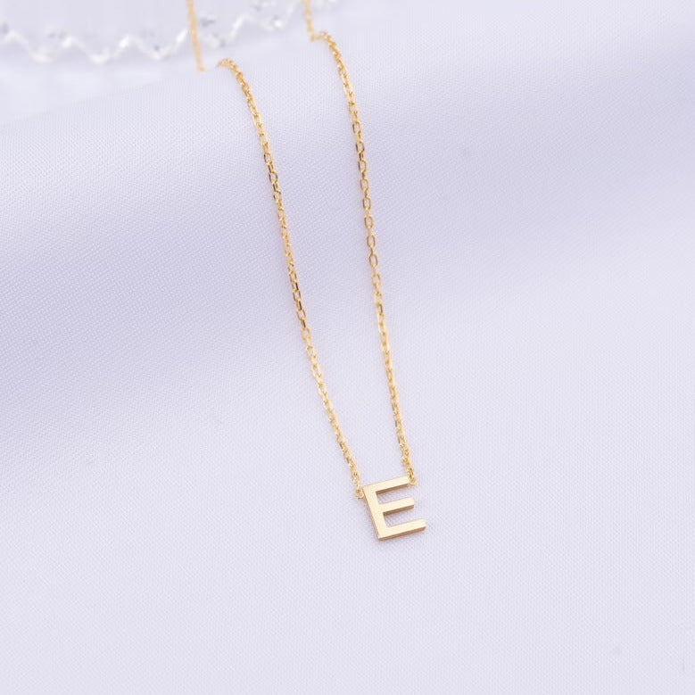 14k Solid Gold Initials Letter Necklace