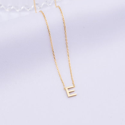 14k Solid Gold Initials Letter Necklace