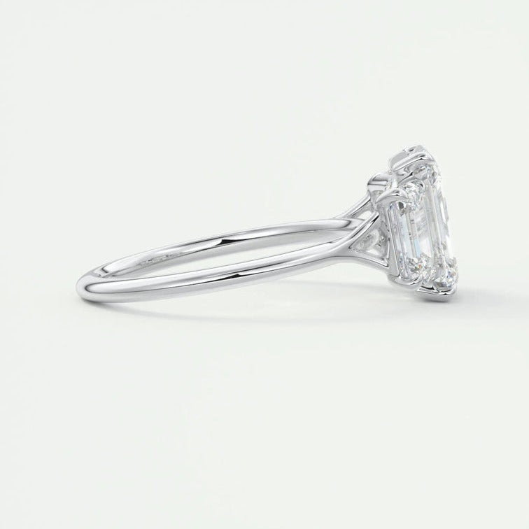 3.00 CT Emerald Cut Lab Made Three Stone Ring