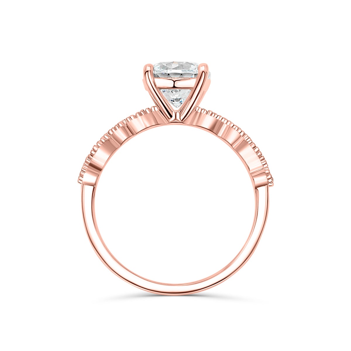Round Cut Prong Set Half Eternity Diamond Ring