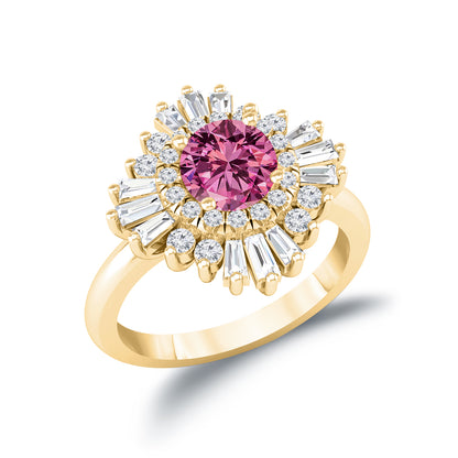 2.70 CT Pink Round Cut Lab Grown Diamond Bridal Ring Set