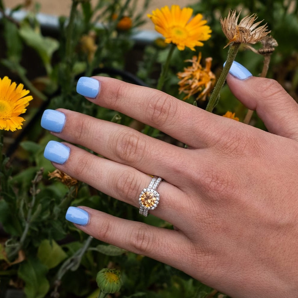 10K Yellow Diamond Brilliant Round Cut Vintage Ring