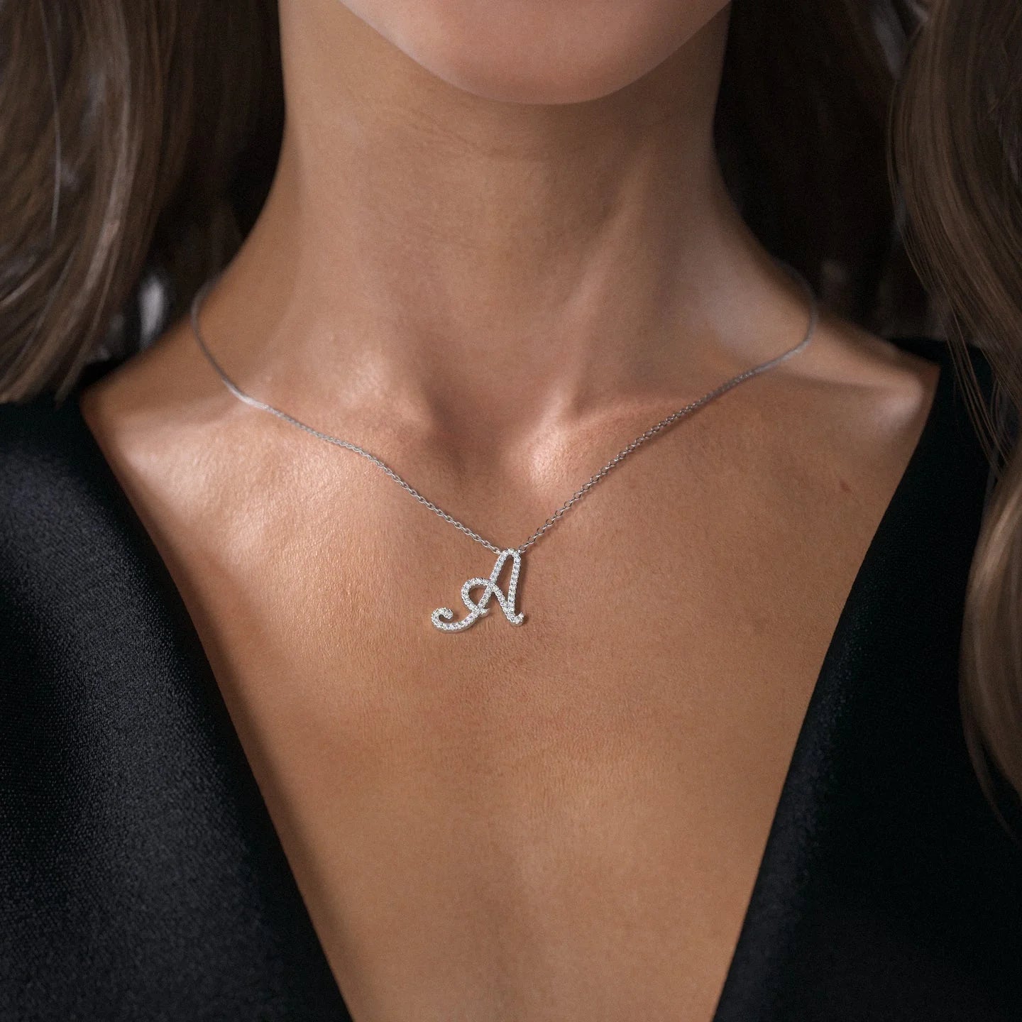 0.55 CT Minimalist Letter Initial Pendant Necklace