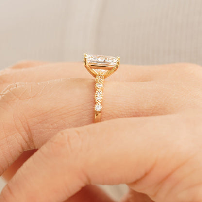 Radiant Cut Lab Grown Diamond Unique Bridal Ring