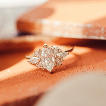 Marquise Cut Cluster Engagement Ring