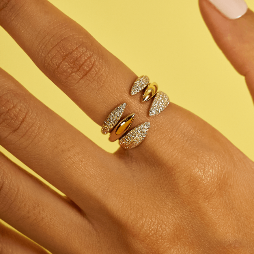 Solid Gold Minimalist Open Claw Stackable Ring