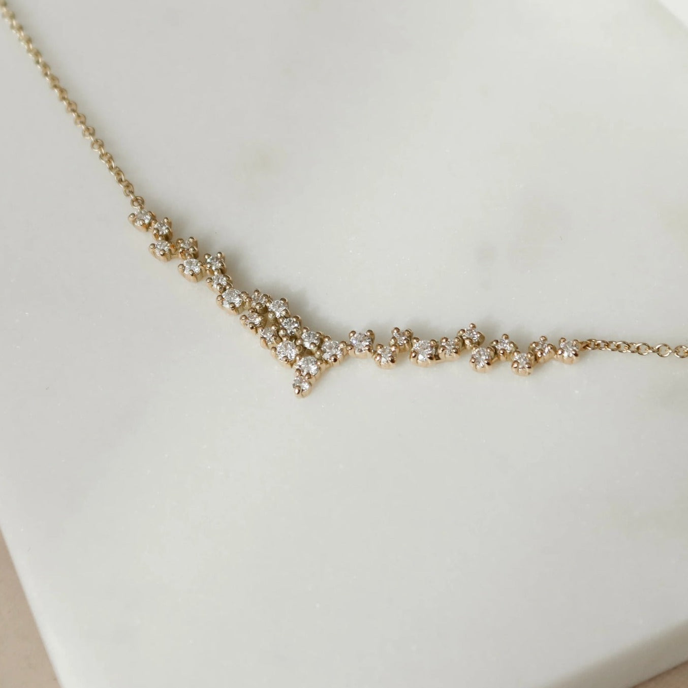 14k Lab Grown Diamond Cluster Necklace