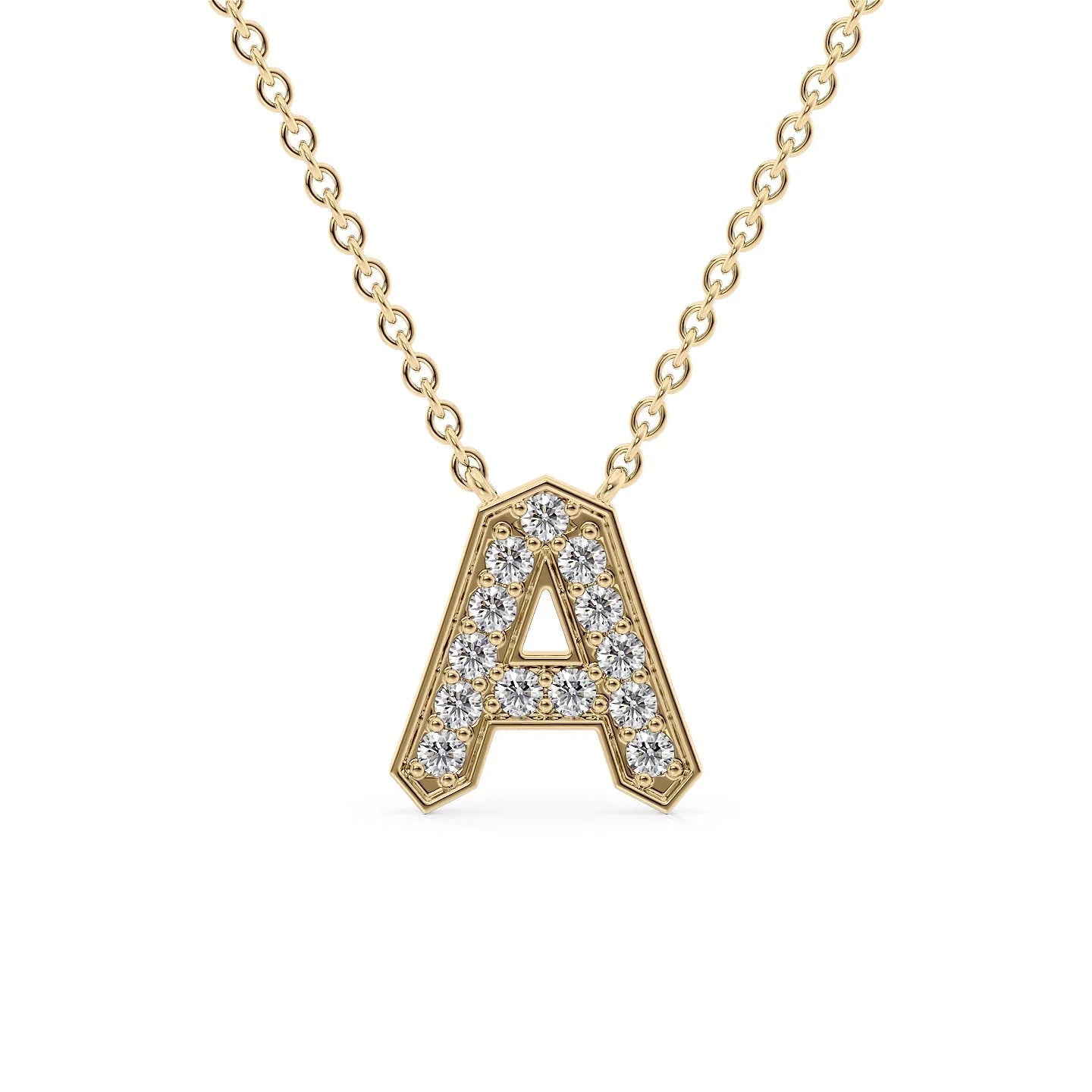 Personalized Diamond Initial Letter Pendant Necklace