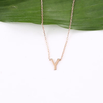 14k Solid Gold Initials Letter Necklace