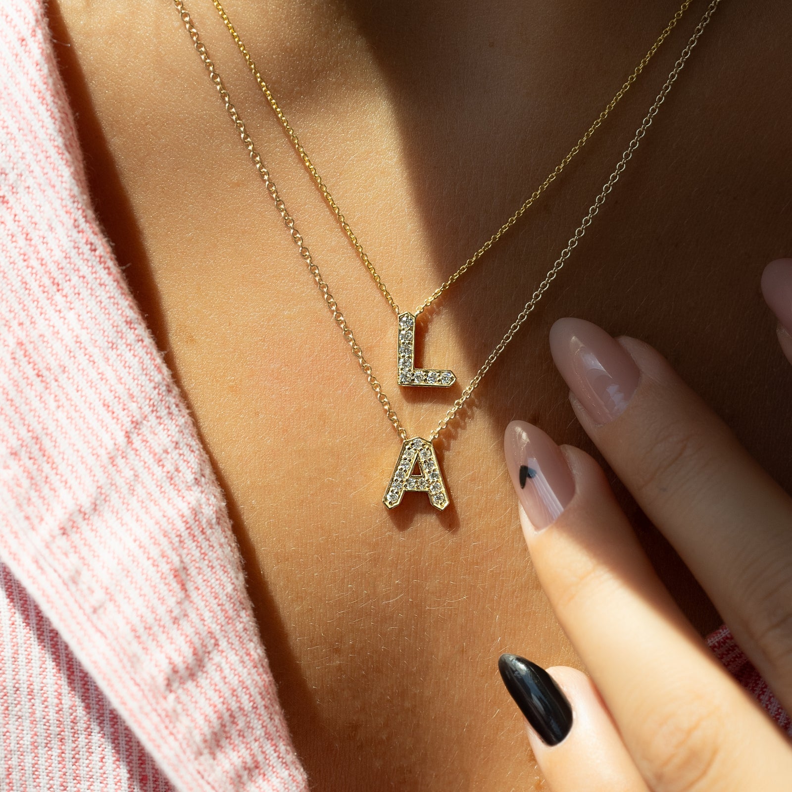 Personalized Diamond Initial Letter Pendant Necklace