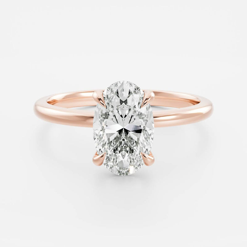 14K Solid Gold Oval Cut Moissanite Ring