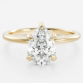 14K  Gold Pear Cut Diamond Basket Style Ring
