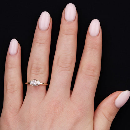 18K Gold East-West Oval Solitaire Proposal Ring