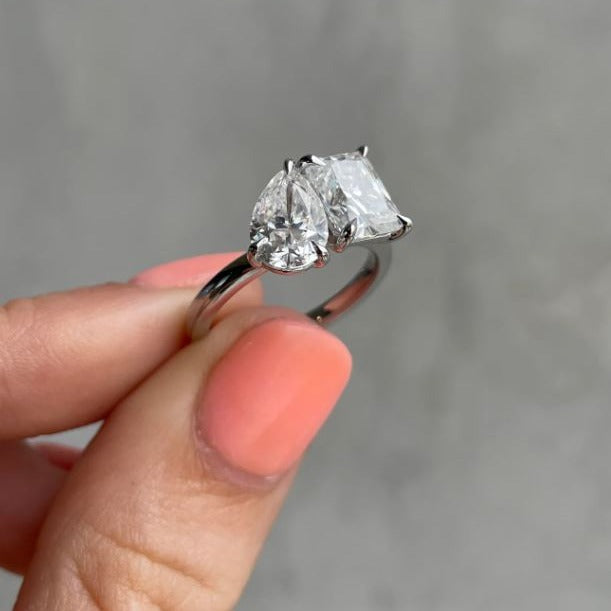 Pear And Radiant Cut Lab Diamond Toi Et Moi Ring