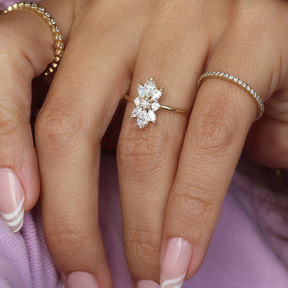 Minimalist Flower Cluster Diamond Ring