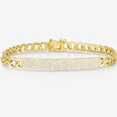 14k Gold Round Diamond Curb Chain Bracelet