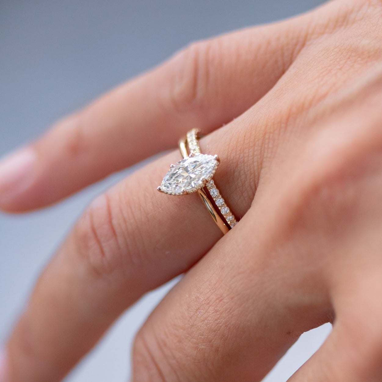 6-Prong Marquise Cut Engagement Ring in Solid Gold