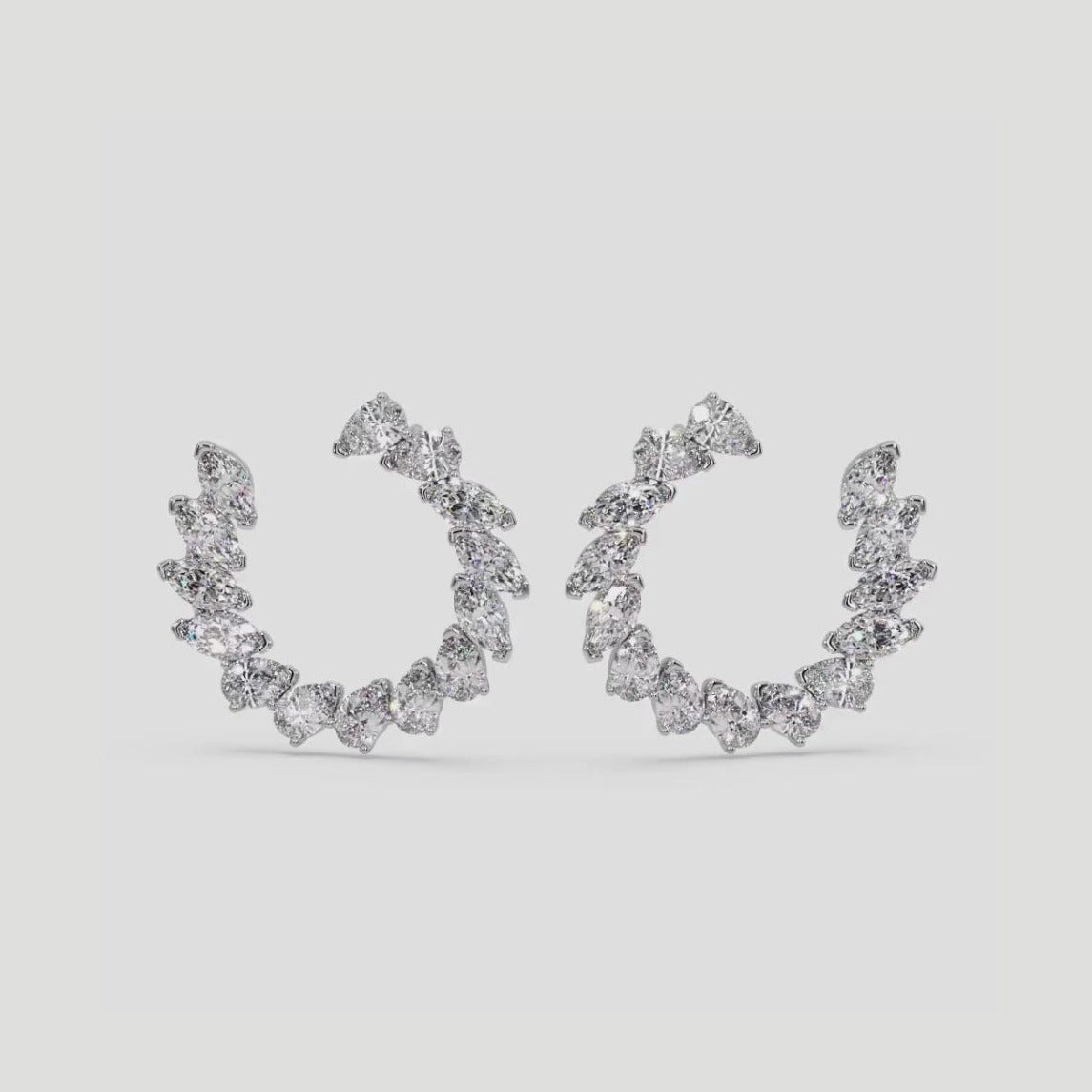 White Gold Marquise And Pear Lab Diamond Hoop Earrings