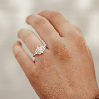 Marquise Cut Cluster Engagement Ring