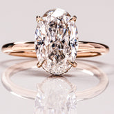 0.25 TO 2.00 CT Oval Cut Hidden Halo Engagement Ring In 14K Solid Gold