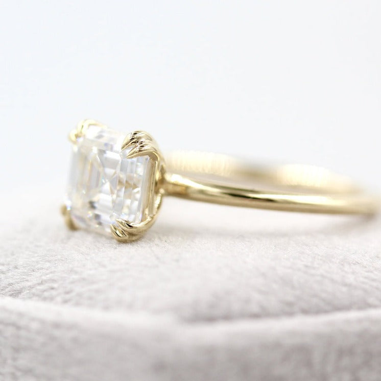 14k Asscher Cut Lab Created Solitaire Ring