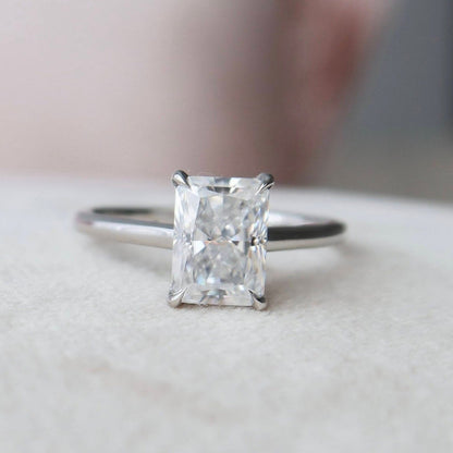 Radiant Cut Hidden Halo Engagement Ring