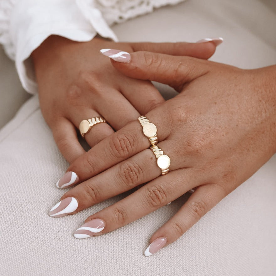 Customized Round Signet Ring in 14k Solid Gold