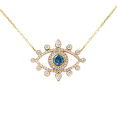 2.86 CT Blue Gemstone Large Evil Eye Necklace