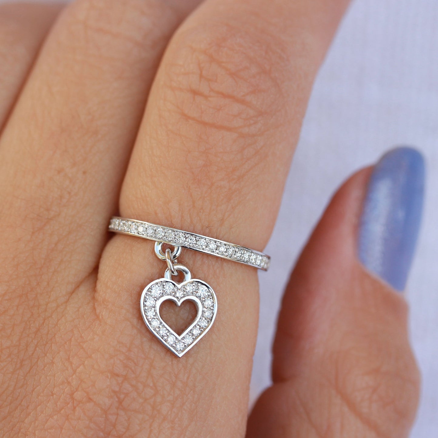Heart Charm Diamond Ring