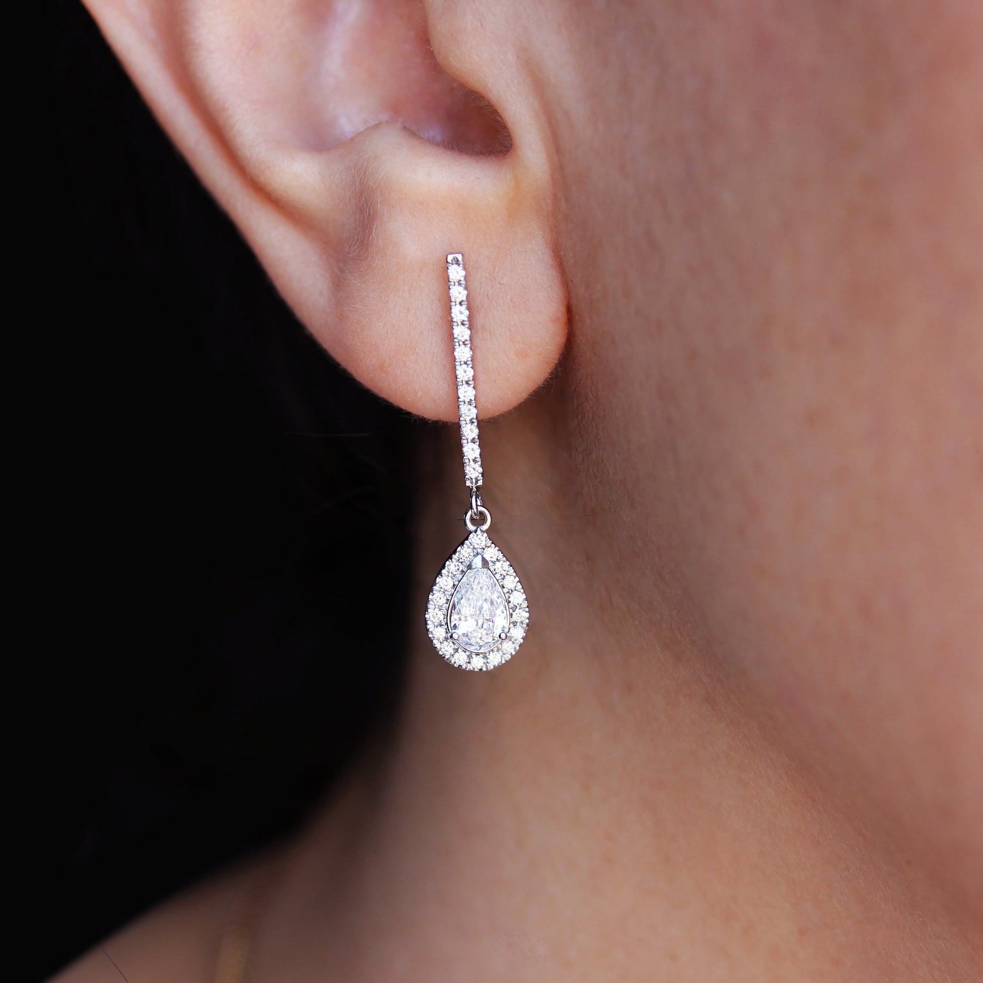 Pear Diamond Drop Dangle Earrings