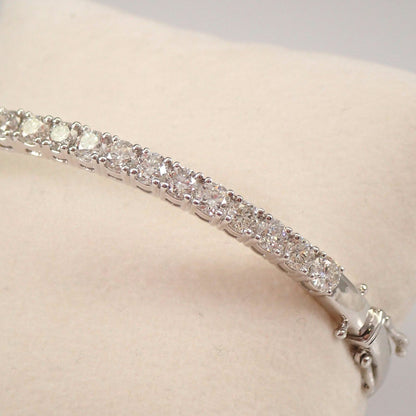 10K White Gold Round Cut Half Eternity Bangle