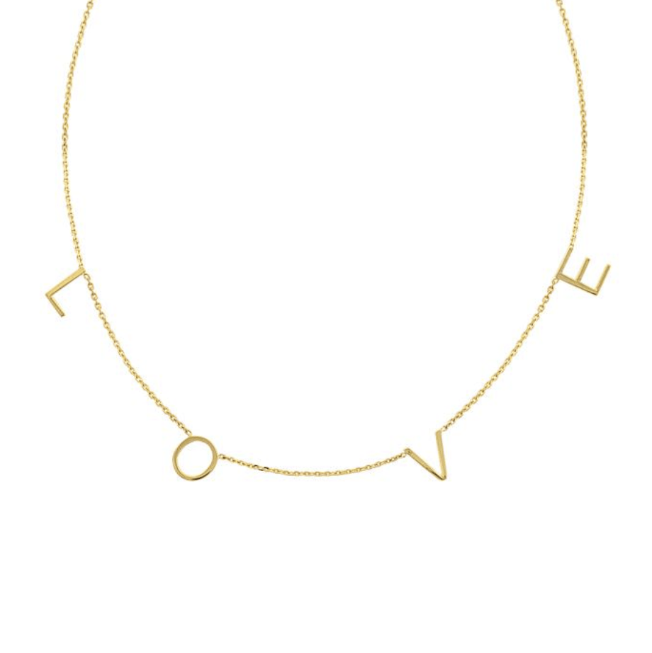 14K Personalised Initial Name Gold Necklace