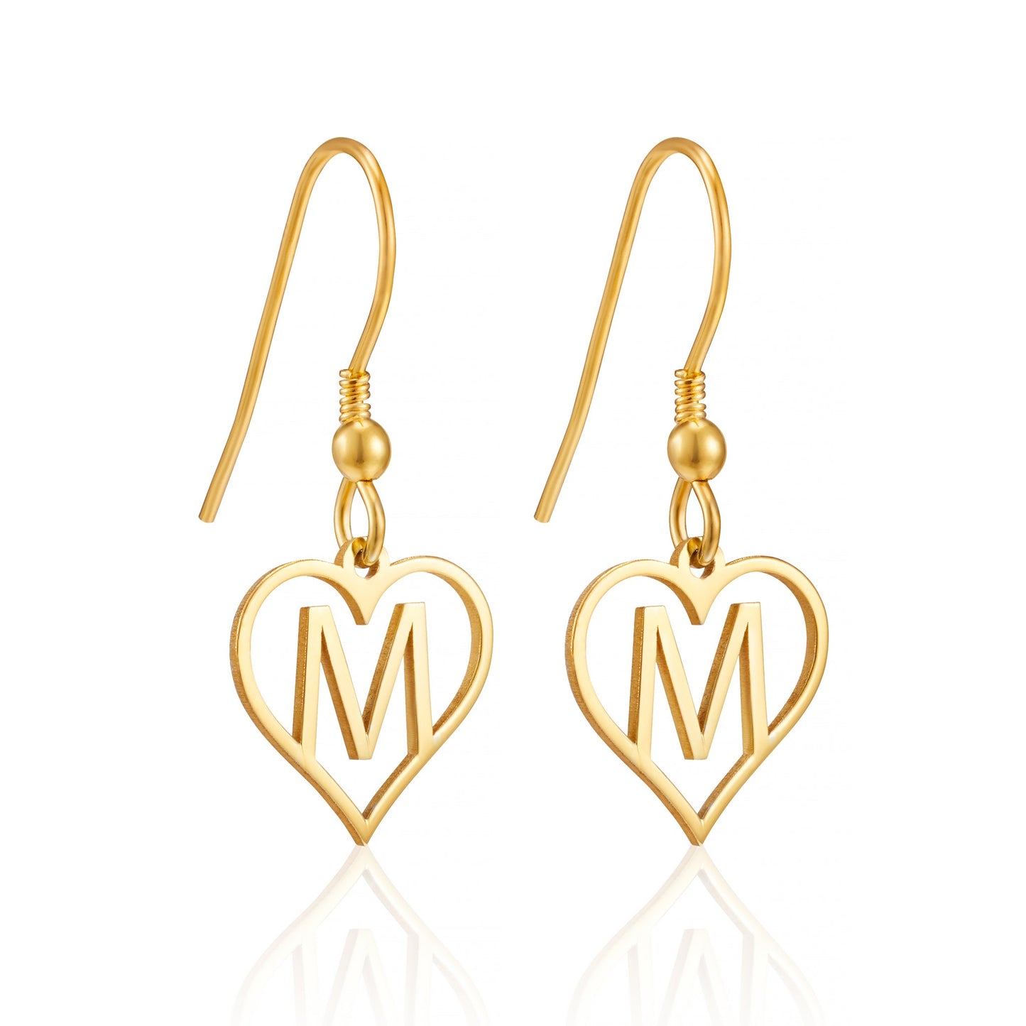 Personalised Handcrafted Heart Styled Initial Letter Earrings