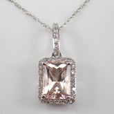 1.15 CT Radiant Cut Diamond Halo Necklaces for Women