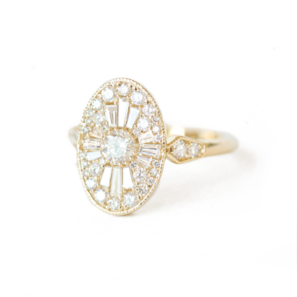 Oval Shaped Cluster Round Cut Diamond Vintage Ring