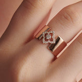 10K Gold Round Diamond Floral Proposal Ring
