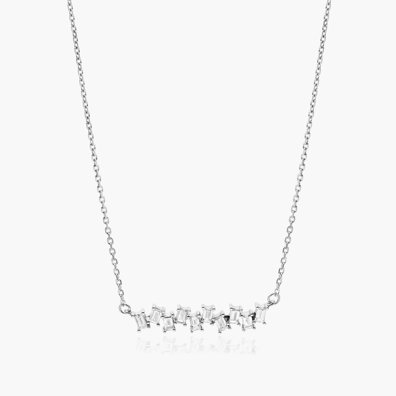 1.40 CT Baguette Cluster Diamond Necklace