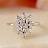 Marquise Lab Grown Floral Engagement Ring