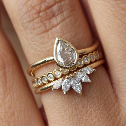 Marquise Cut Curved Engagement Ring