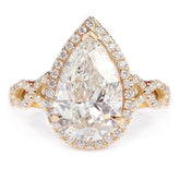 5.00 CT Pear Cut Halo Crossover Bridal Ring
