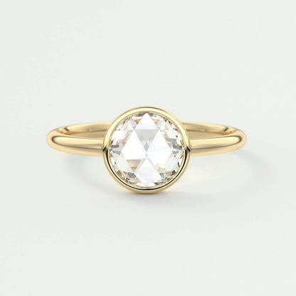 14K Rose Cut Round Diamond Engagement Ring