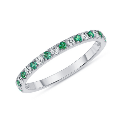 Unique Diamond & Emerald Eternity Wedding Band