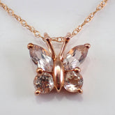 18K Morganite And Diamond Butterfly Pendant