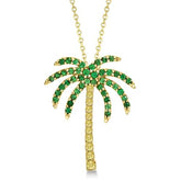 Tsavorite & Yellow Sapphire Palm Tree Necklace