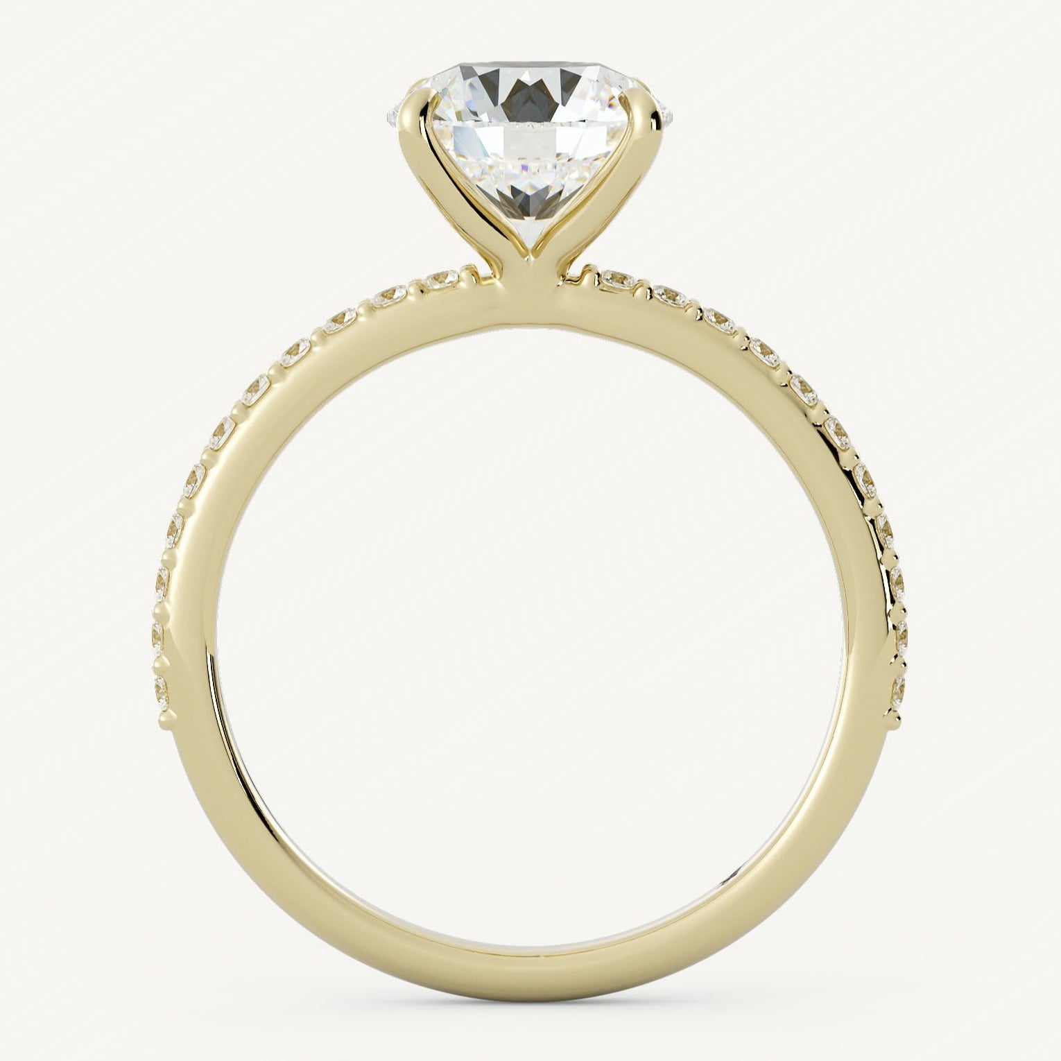  Round Cut Half Eternity Pave Set Ring