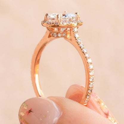 Oval Cut Hidden Halo  Ring