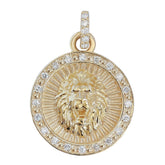 18K Gold Lion Diamond Coin Pendant
