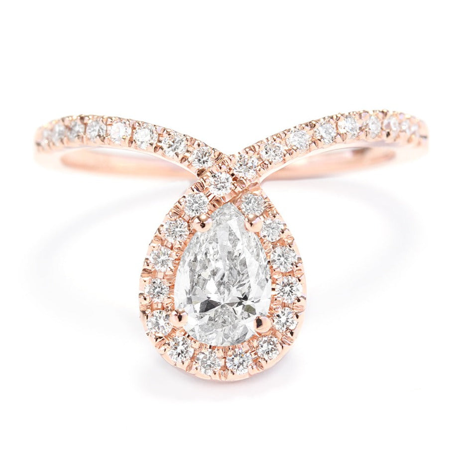 1.00 CT Pear Cut Halo Vintage Engagement Ring