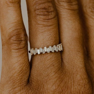 Baguette Cut Up Down Half Eternity Band